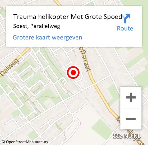 Locatie op kaart van de 112 melding: Trauma helikopter Met Grote Spoed Naar Soest, Parallelweg op 24 september 2023 03:03