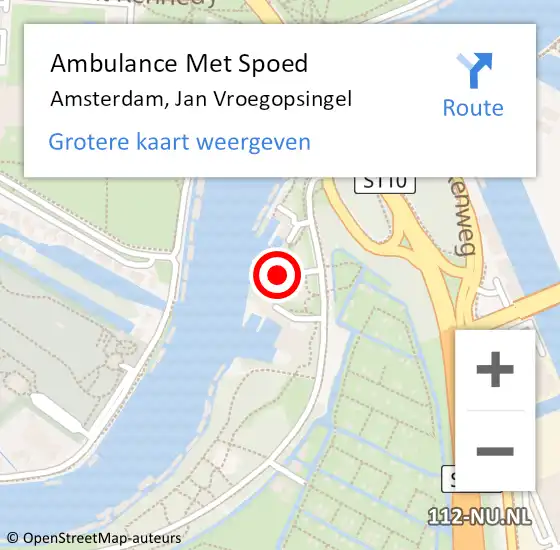Locatie op kaart van de 112 melding: Ambulance Met Spoed Naar Amsterdam, Jan Vroegopsingel op 28 september 2023 16:40