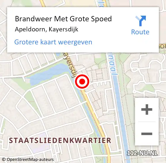 Locatie op kaart van de 112 melding: Brandweer Met Grote Spoed Naar Apeldoorn, Kayersdijk op 14 oktober 2023 17:43