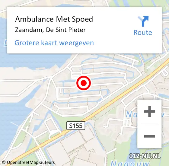 Locatie op kaart van de 112 melding: Ambulance Met Spoed Naar Zaandam, De Sint Pieter op 20 oktober 2023 02:25