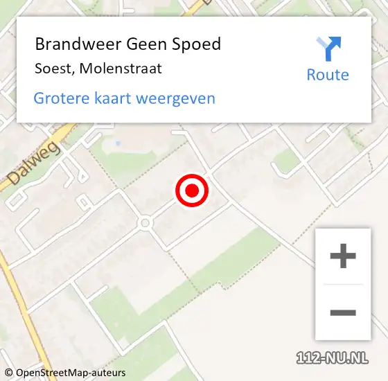 Locatie op kaart van de 112 melding: Brandweer Geen Spoed Naar Soest, Molenstraat op 25 oktober 2023 06:48
