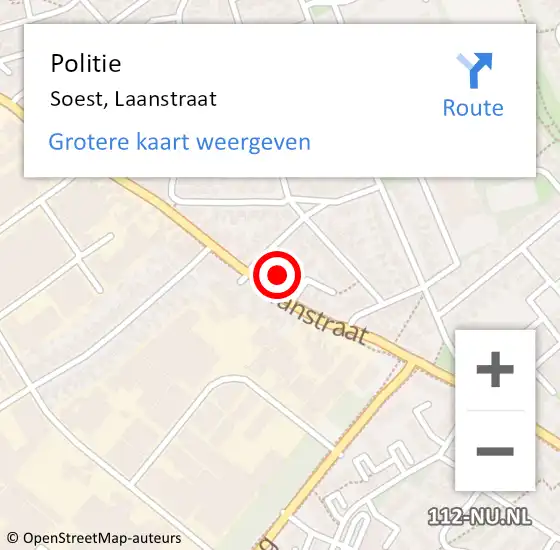 Locatie op kaart van de 112 melding: Politie Soest, Laanstraat op 27 oktober 2023 13:46