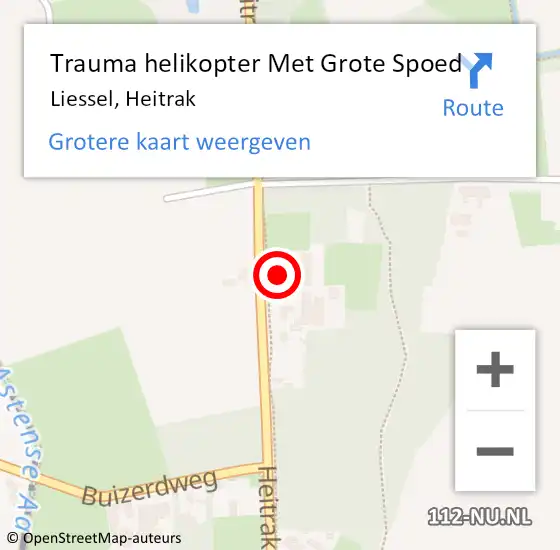 Locatie op kaart van de 112 melding: Trauma helikopter Met Grote Spoed Naar Liessel, Heitrak op 29 oktober 2023 16:55