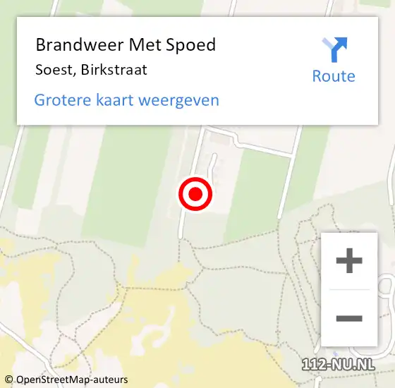Locatie op kaart van de 112 melding: Brandweer Met Spoed Naar Soest, Birkstraat op 1 november 2023 08:02