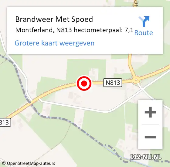 Locatie op kaart van de 112 melding: Brandweer Met Spoed Naar Montferland, N813 hectometerpaal: 7,1 op 2 november 2023 13:32