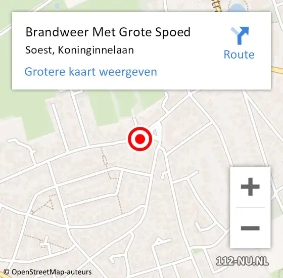 Locatie op kaart van de 112 melding: Brandweer Met Grote Spoed Naar Soest, Koninginnelaan op 7 november 2023 07:47