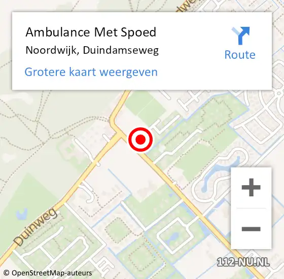 Locatie op kaart van de 112 melding: Ambulance Met Spoed Naar Noordwijk, Duindamseweg op 9 november 2023 14:15