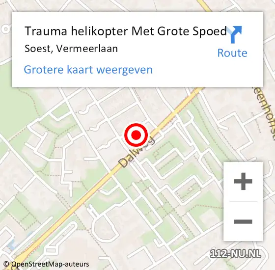 Locatie op kaart van de 112 melding: Trauma helikopter Met Grote Spoed Naar Soest, Vermeerlaan op 13 november 2023 02:33