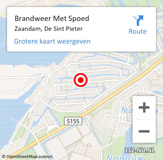 Locatie op kaart van de 112 melding: Brandweer Met Spoed Naar Zaandam, De Sint Pieter op 13 november 2023 11:52