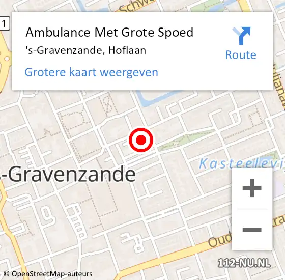Locatie op kaart van de 112 melding: Ambulance Met Grote Spoed Naar 's-Gravenzande, Hoflaan op 16 november 2023 17:53