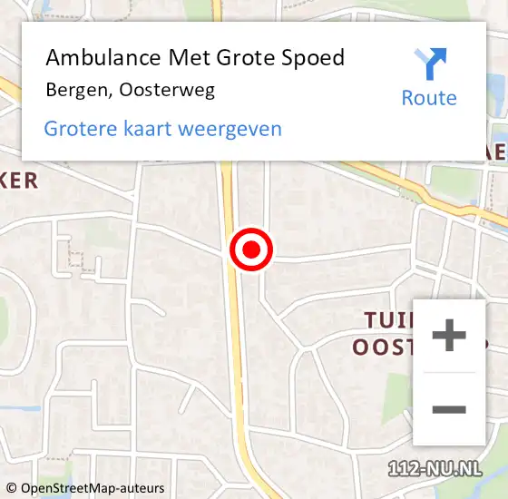 Locatie op kaart van de 112 melding: Ambulance Met Grote Spoed Naar Bergen, Oosterweg op 16 november 2023 19:23