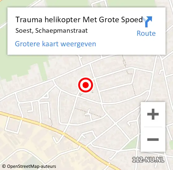 Locatie op kaart van de 112 melding: Trauma helikopter Met Grote Spoed Naar Soest, Schaepmanstraat op 17 november 2023 03:05