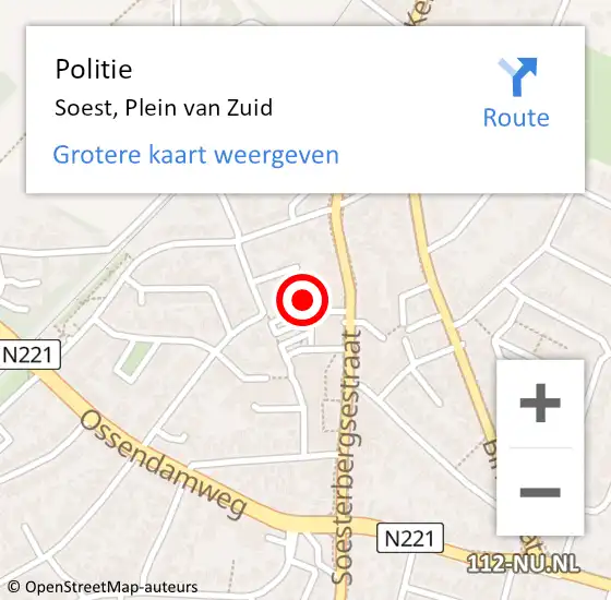 Locatie op kaart van de 112 melding: Politie Soest, Plein van Zuid op 17 november 2023 15:32