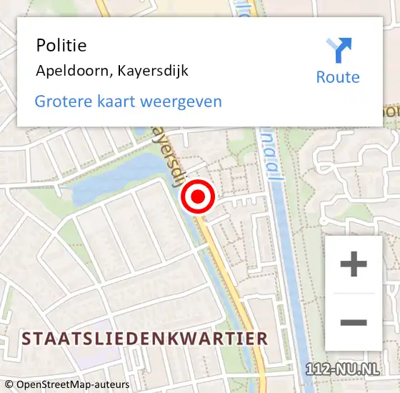 Locatie op kaart van de 112 melding: Politie Apeldoorn, Kayersdijk op 17 november 2023 15:41
