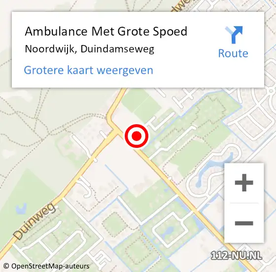 Locatie op kaart van de 112 melding: Ambulance Met Grote Spoed Naar Noordwijk, Duindamseweg op 18 november 2023 03:27
