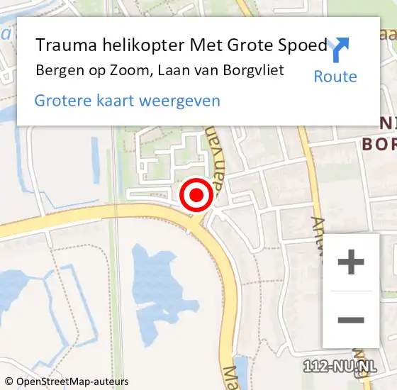 Locatie op kaart van de 112 melding: Trauma helikopter Met Grote Spoed Naar Bergen op Zoom, Laan van Borgvliet op 23 november 2023 15:17
