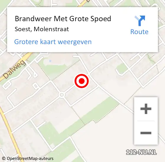 Locatie op kaart van de 112 melding: Brandweer Met Grote Spoed Naar Soest, Molenstraat op 27 november 2023 09:52