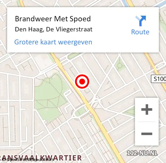 Locatie op kaart van de 112 melding: Brandweer Met Spoed Naar Den Haag, De Vliegerstraat op 4 december 2023 13:05