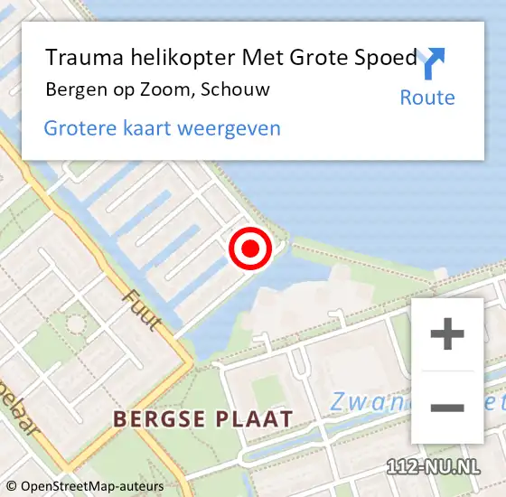 Locatie op kaart van de 112 melding: Trauma helikopter Met Grote Spoed Naar Bergen op Zoom, Schouw op 5 december 2023 14:45