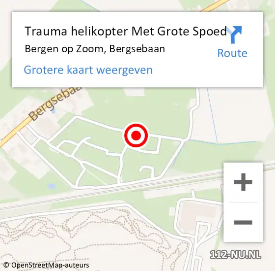 Locatie op kaart van de 112 melding: Trauma helikopter Met Grote Spoed Naar Bergen op Zoom, Bergsebaan op 5 december 2023 21:46