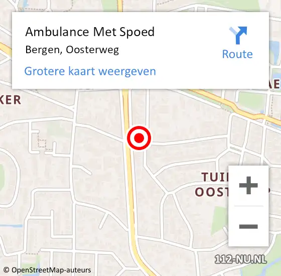 Locatie op kaart van de 112 melding: Ambulance Met Spoed Naar Bergen, Oosterweg op 7 december 2023 13:32