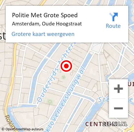 Locatie op kaart van de 112 melding: Politie Met Grote Spoed Naar Amsterdam, Oude Hoogstraat op 7 december 2023 16:10