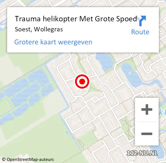 Locatie op kaart van de 112 melding: Trauma helikopter Met Grote Spoed Naar Soest, Wollegras op 8 december 2023 21:06