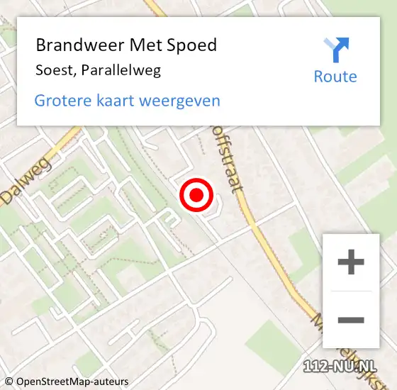 Locatie op kaart van de 112 melding: Brandweer Met Spoed Naar Soest, Parallelweg op 17 december 2023 17:31