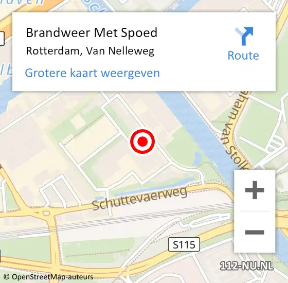 Locatie op kaart van de 112 melding: Brandweer Met Spoed Naar Rotterdam, Van Nelleweg op 18 december 2023 22:10
