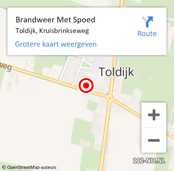 Locatie op kaart van de 112 melding: Brandweer Met Spoed Naar Toldijk, Kruisbrinkseweg op 21 december 2023 19:33