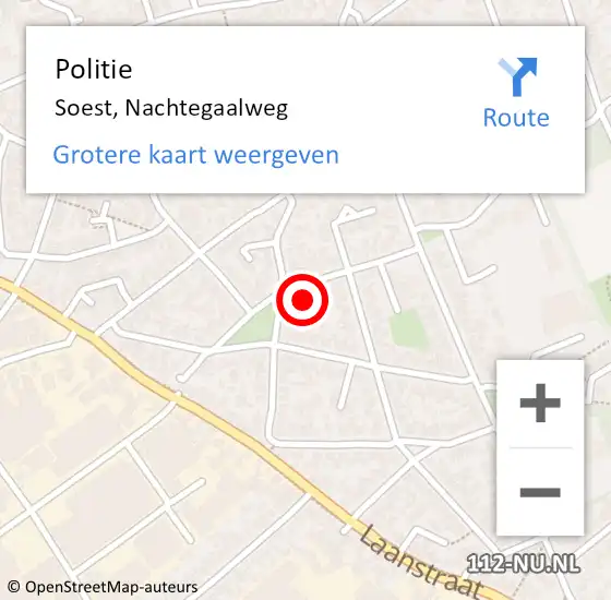 Locatie op kaart van de 112 melding: Politie Soest, Nachtegaalweg op 23 december 2023 19:17