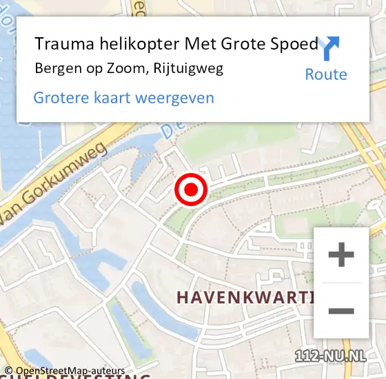 Locatie op kaart van de 112 melding: Trauma helikopter Met Grote Spoed Naar Bergen op Zoom, Rijtuigweg op 24 december 2023 22:53