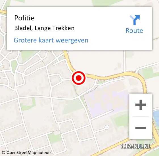 Locatie op kaart van de 112 melding: Politie Bladel, Lange Trekken op 26 december 2023 09:40