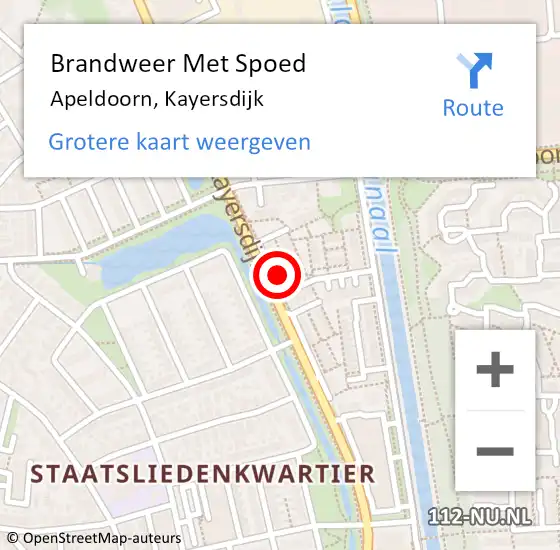 Locatie op kaart van de 112 melding: Brandweer Met Spoed Naar Apeldoorn, Kayersdijk op 9 januari 2024 09:00
