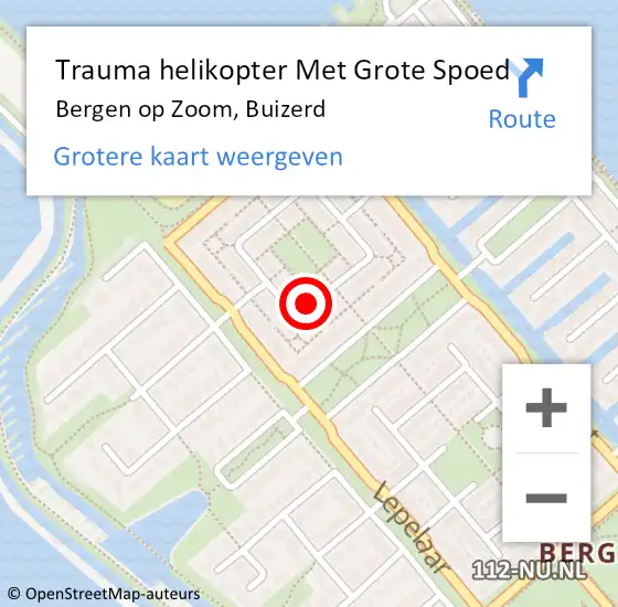 Locatie op kaart van de 112 melding: Trauma helikopter Met Grote Spoed Naar Bergen op Zoom, Buizerd op 9 januari 2024 20:29
