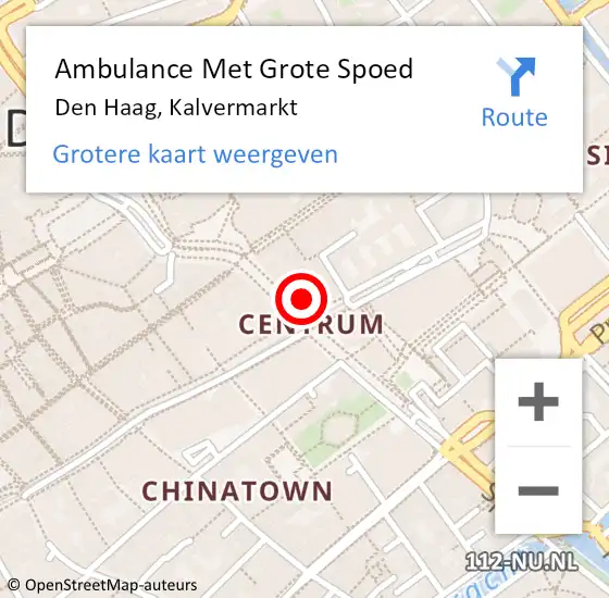 Locatie op kaart van de 112 melding: Ambulance Met Grote Spoed Naar Den Haag, Kalvermarkt op 10 januari 2024 19:34