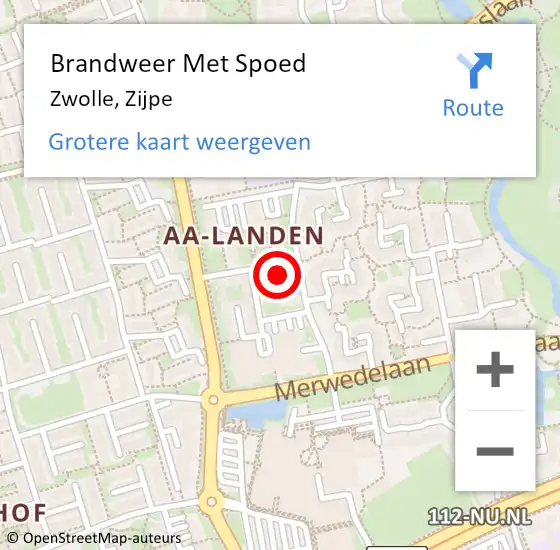 Locatie op kaart van de 112 melding: Brandweer Met Spoed Naar Zwolle, Zijpe op 14 januari 2024 18:54