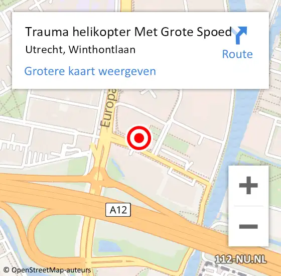 Locatie op kaart van de 112 melding: Trauma helikopter Met Grote Spoed Naar Utrecht, Winthontlaan op 18 januari 2024 21:49