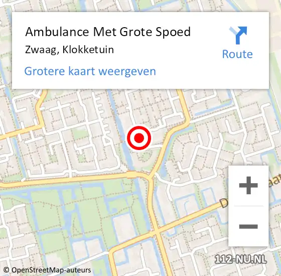 Locatie op kaart van de 112 melding: Ambulance Met Grote Spoed Naar Zwaag, Klokketuin op 20 januari 2024 11:47