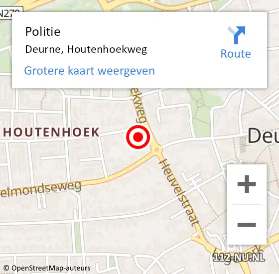 Locatie op kaart van de 112 melding: Politie Deurne, Houtenhoekweg op 20 januari 2024 18:49