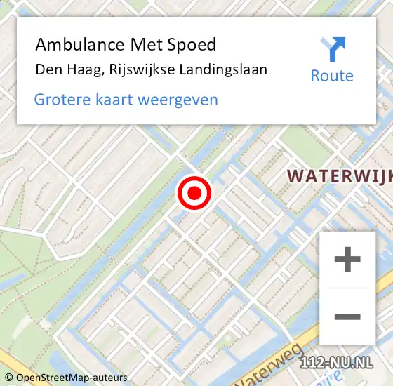 Locatie op kaart van de 112 melding: Ambulance Met Spoed Naar Den Haag, Rijswijkse Landingslaan op 22 januari 2024 14:21