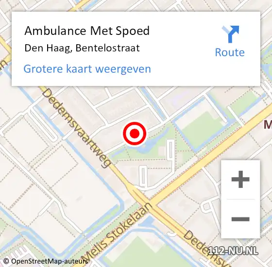 Locatie op kaart van de 112 melding: Ambulance Met Spoed Naar Den Haag, Bentelostraat op 23 januari 2024 13:37