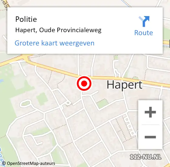 Locatie op kaart van de 112 melding: Politie Hapert, Oude Provincialeweg op 23 januari 2024 17:45
