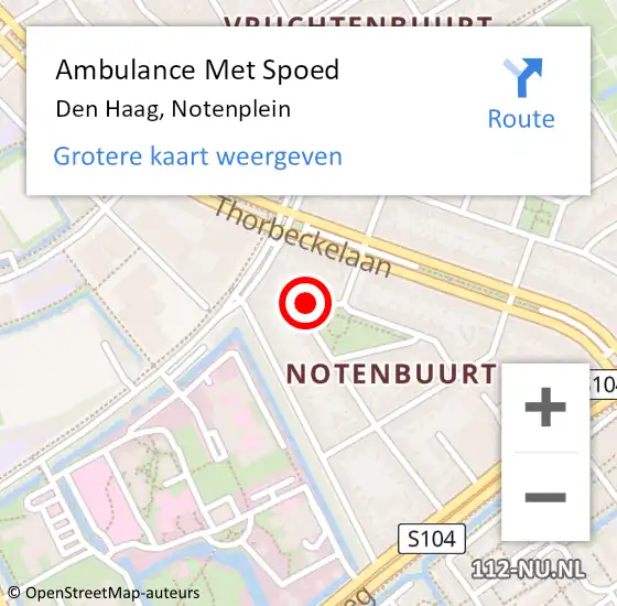 Locatie op kaart van de 112 melding: Ambulance Met Spoed Naar Den Haag, Notenplein op 24 januari 2024 01:59