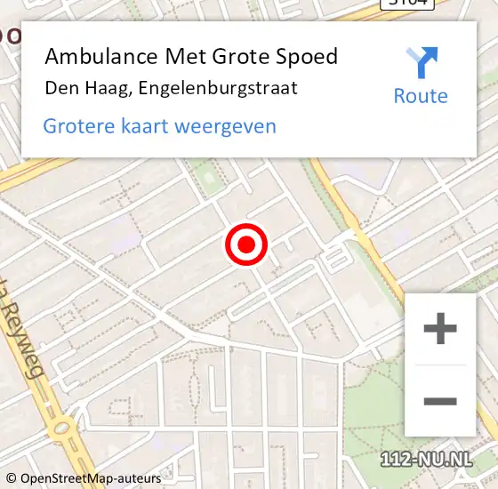 Locatie op kaart van de 112 melding: Ambulance Met Grote Spoed Naar Den Haag, Engelenburgstraat op 25 januari 2024 01:32
