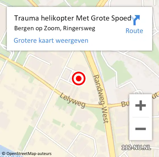 Locatie op kaart van de 112 melding: Trauma helikopter Met Grote Spoed Naar Bergen op Zoom, Ringersweg op 25 januari 2024 07:58