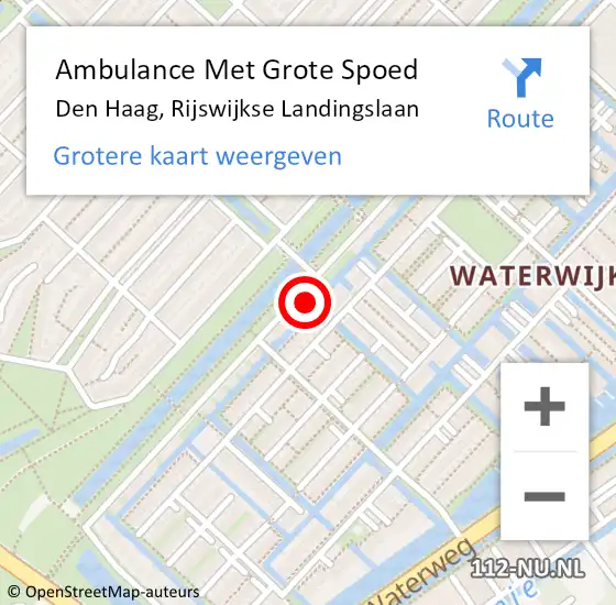 Locatie op kaart van de 112 melding: Ambulance Met Grote Spoed Naar Den Haag, Rijswijkse Landingslaan op 29 januari 2024 01:05
