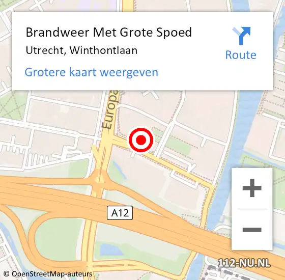 Locatie op kaart van de 112 melding: Brandweer Met Grote Spoed Naar Utrecht, Winthontlaan op 4 februari 2024 07:35
