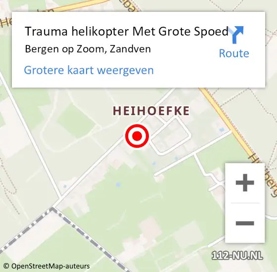 Locatie op kaart van de 112 melding: Trauma helikopter Met Grote Spoed Naar Bergen op Zoom, Zandven op 4 februari 2024 11:15