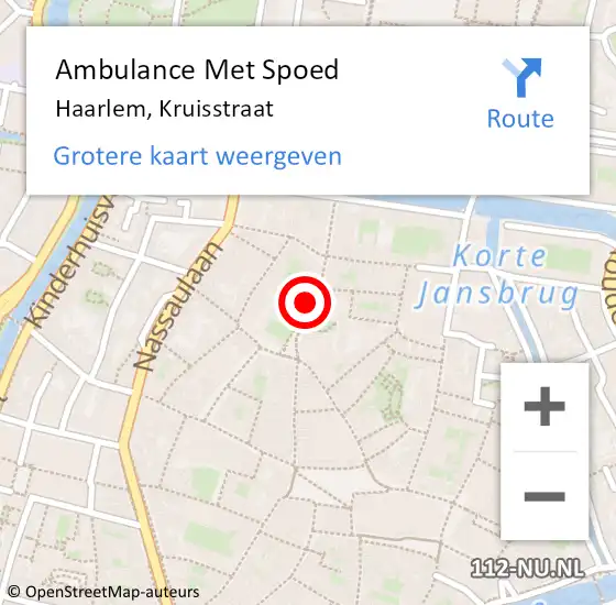 Locatie op kaart van de 112 melding: Ambulance Met Spoed Naar Haarlem, Kruisstraat op 8 februari 2024 10:32
